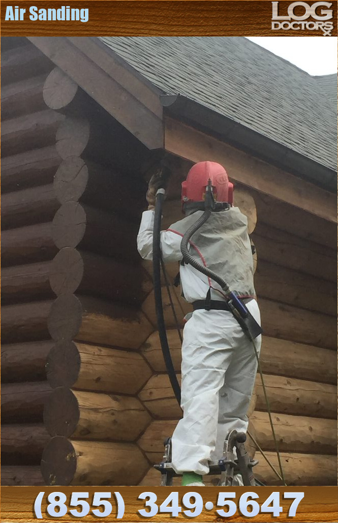 Log Home Repair Air Sanding Log Home Media Blasting Log Home
