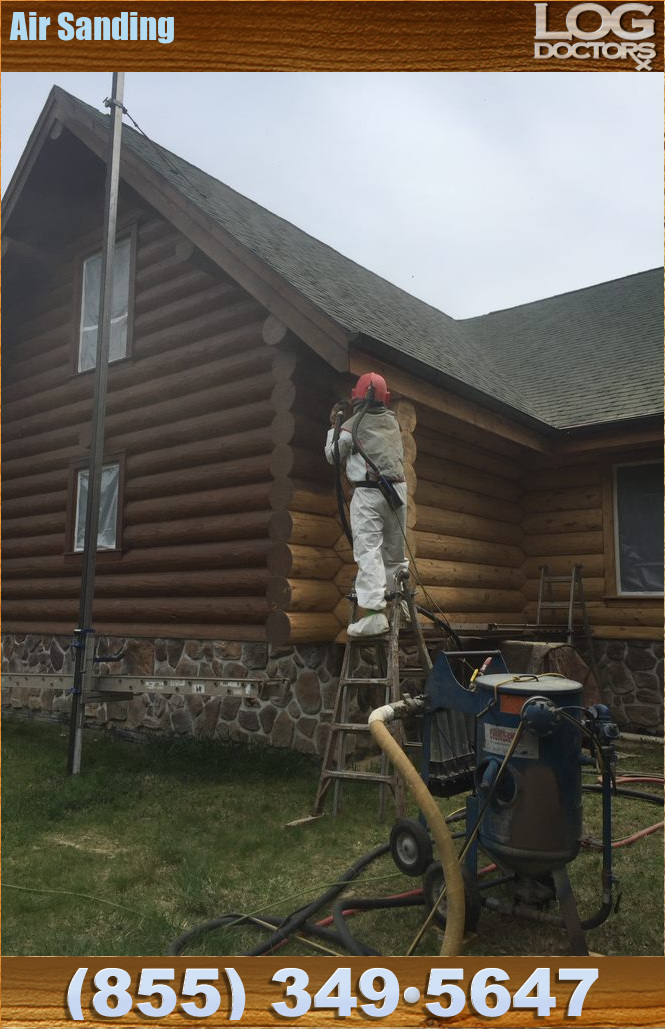 Log Home Repair Air Sanding Log Home Media Blasting Log Home