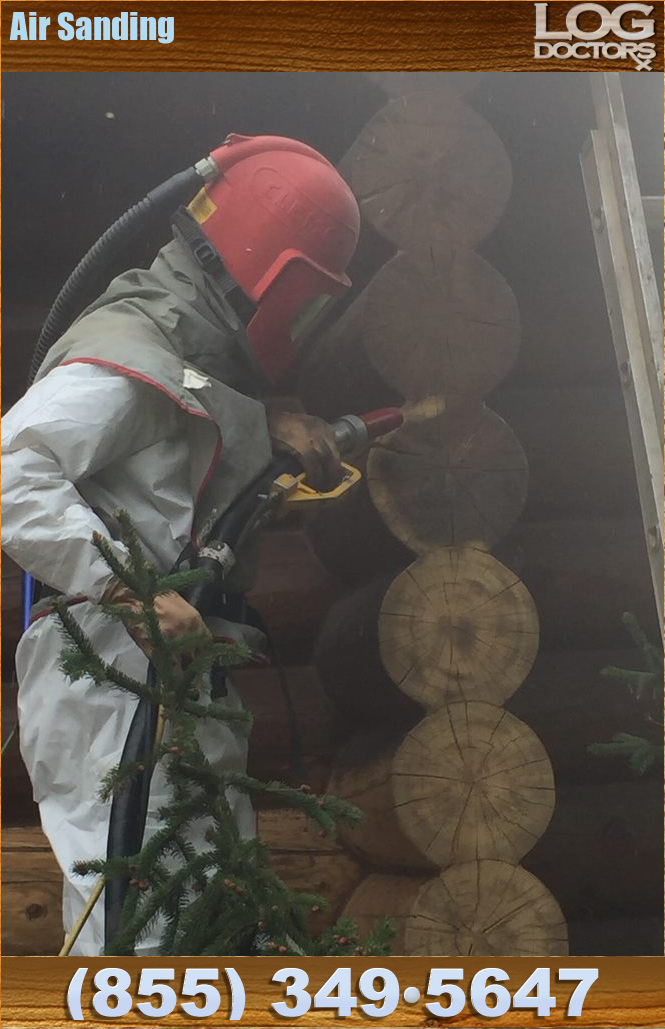 Log Home Repair Air Sanding Log Home Media Blasting Log Home