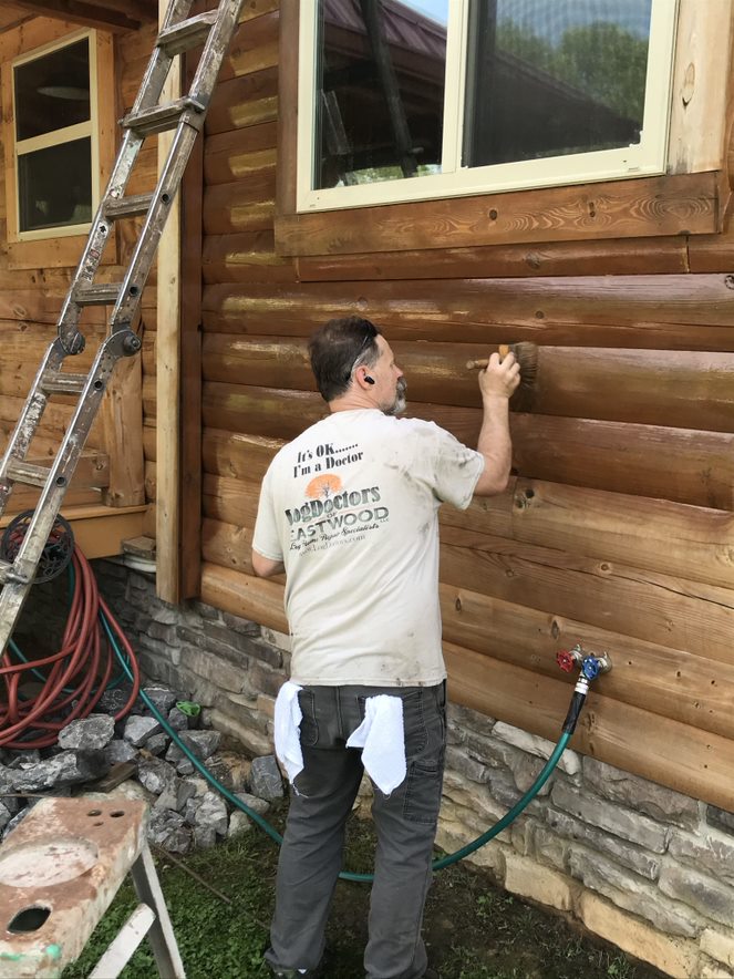 Log Cabin Staining